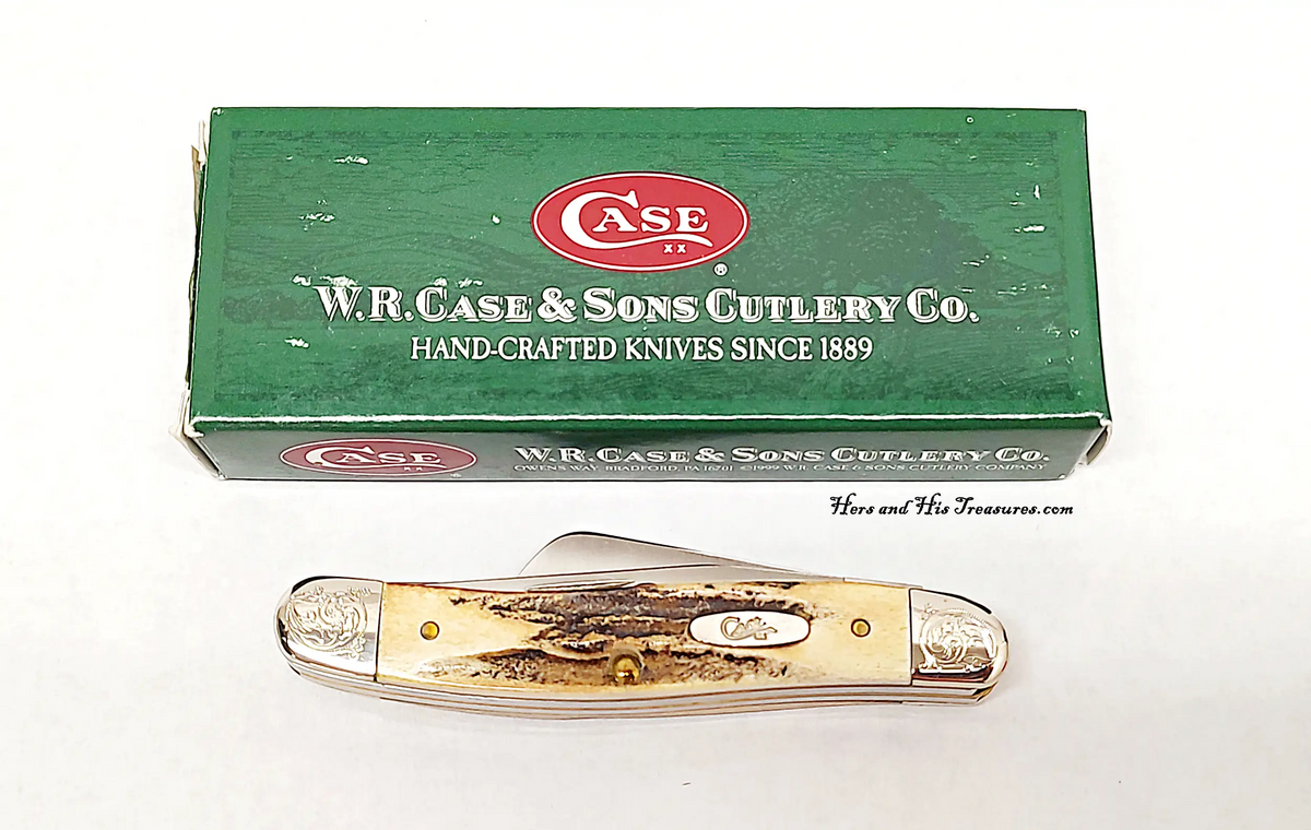 2007 Case XX 5318 Stag Medium Stockman Pocket Knife Scrolled Bolsters - Hers and His Treasures