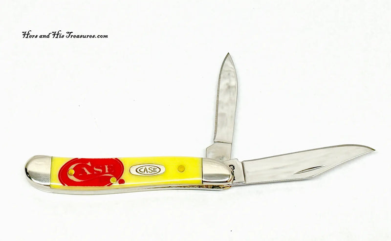 2008 Case XX 3220 Yellow Delrin with Red Case Etch Peanut Pocket Knife - Hers and His Treasures