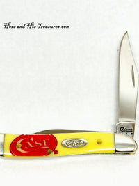 2008 Case XX 3220 Yellow Delrin with Red Case Etch Peanut Pocket Knife - Hers and His Treasures