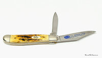 2006 Case XX 5220 Stag Blue Scroll Peanut Pocket Knife - Hers and His Treasures