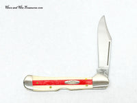 2008 Case XX 61549L Natural Bone with Red Bone Stripe Copperlock Pocket Knife - Hers and His Treasures