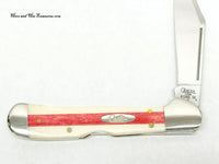 2008 Case XX 61549L Natural Bone with Red Bone Stripe Copperlock Pocket Knife - Hers and His Treasures