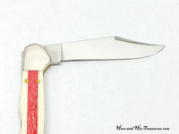 2008 Case XX 61549L Natural Bone with Red Bone Stripe Copperlock Pocket Knife - Hers and His Treasures