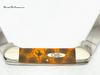 2005 Case XX 62131 Persimmon Orange Bone Spider Web Canoe Pocket Knife - Hers and His Treasures