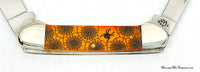 2005 Case XX 62131 Persimmon Orange Bone Spider Web Canoe Pocket Knife - Hers and His Treasures