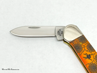 2005 Case XX 62131 Persimmon Orange Bone Spider Web Canoe Pocket Knife - Hers and His Treasures