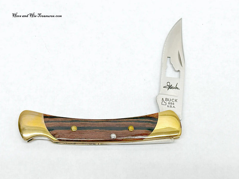 2005 Buck Knives B055-SP2-0 Idaho Cutout Wood Lockback Pocket Knife  - Hers and His Treasures