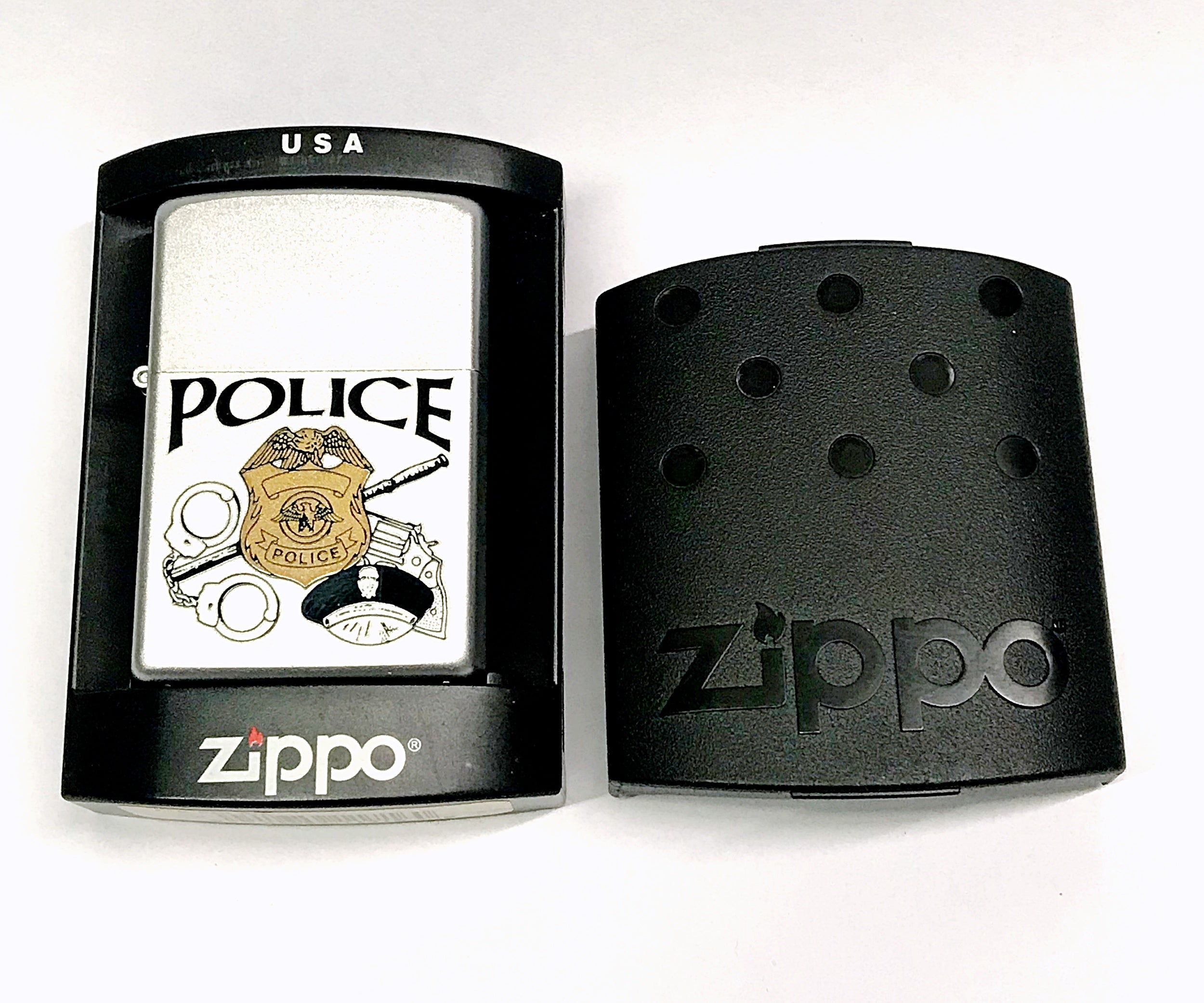 2007 Police 716 Satin Chrome Zippo Lighter Sealed