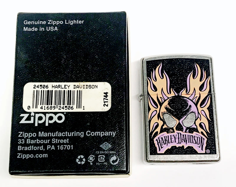 2009 Harley Davidson Skull and Flames 24506 Zippo Lighter - Hers and His Treasures