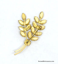 Light and Dark Brown Rhinestone Leaf Brooch  Signed Austria - Hers and His Treasures