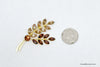 Light and Dark Brown Rhinestone Leaf Brooch  Signed Austria - Hers and His Treasures