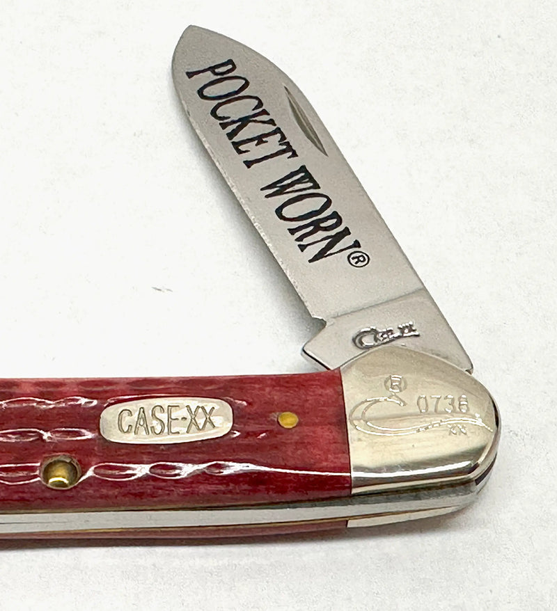 1997 Case XX Limited Edition Red Bone Pocket Worn Zippo and Canoe Knife Set - Hers and His Treasures