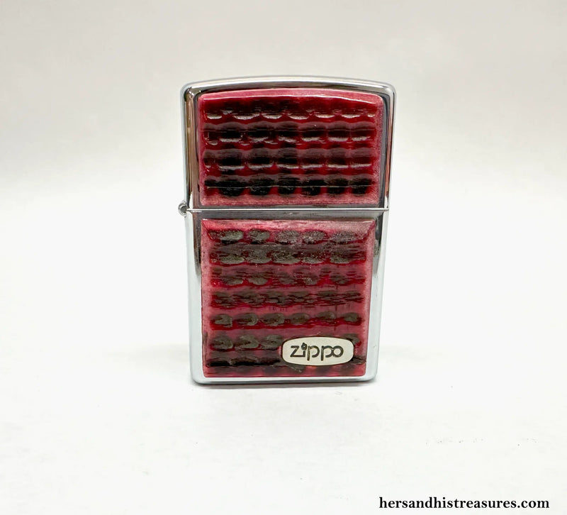 1997 Case XX Limited Edition Red Bone Pocket Worn Zippo and Canoe Knife Set - Hers and His Treasures