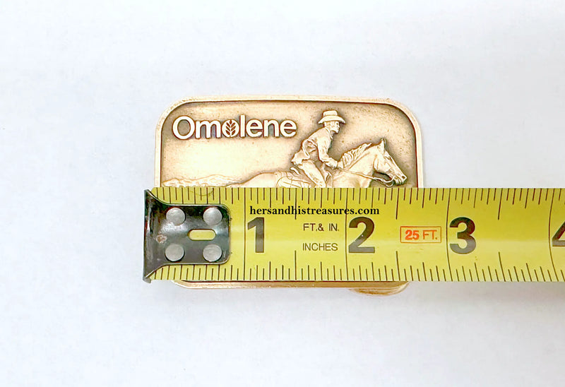 1978 Purina Omolene Horse Feed R.P. Co Brass Belt Buckle - Hers and His Treasures