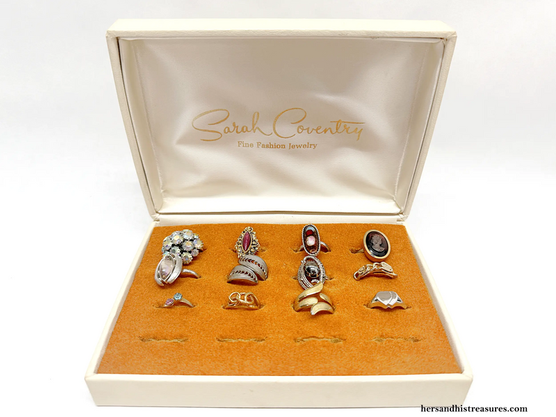 Sarah Coventry Premium Adjustable Rings with Ring Box - Hers and His Treasures