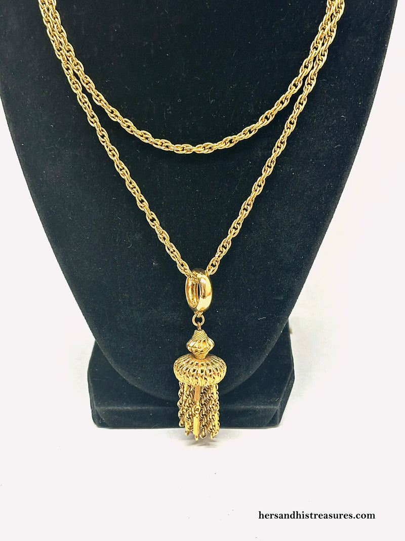 Vintage Avon Gold Tone Tassel Necklace - Hers and His Treasures