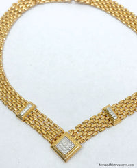 Vintage Avon Panther Link V Crystal Pavé Necklace - Hers and His Treasures