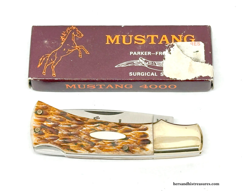 Vintage Parker Frost Mustang 4000 Jigged Bone Pocket Knife | Japan - Hers and His Treasures