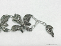 Western Germany Aluminum Marcasite Flower Wide Link Bracelet - Hers and His Treasures