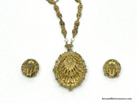 West Germany Gold Tone Filigree Courting Couple Jewelry Set - Hers and His Treasures