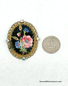 West Germany Filigree Floral and Rhinestone Brooch - Hers and His Treasures