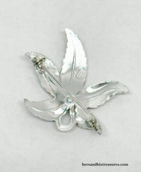 Western Germany Aluminum Marcasite Leaf Brooch Pin - Hers and His Treasures