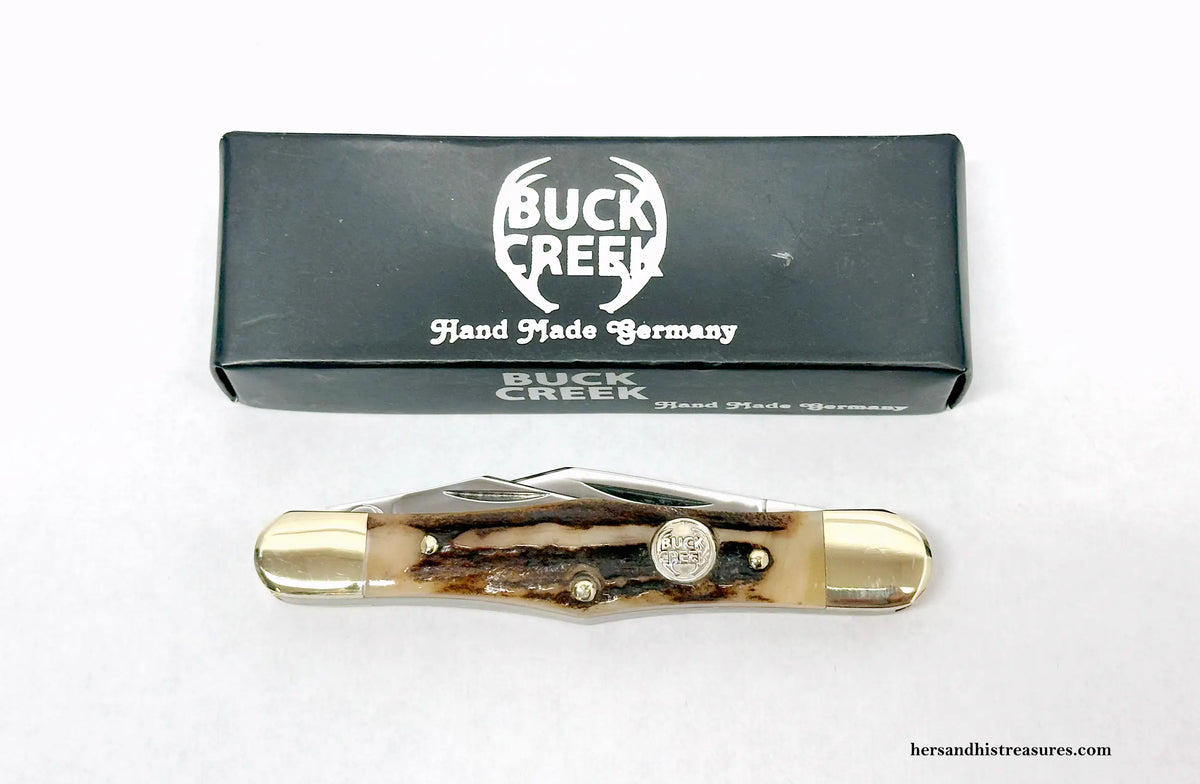 Vintage Buck Creek Stag 1st Production Run Whittler Pocket Knife - Hers and His Treasures