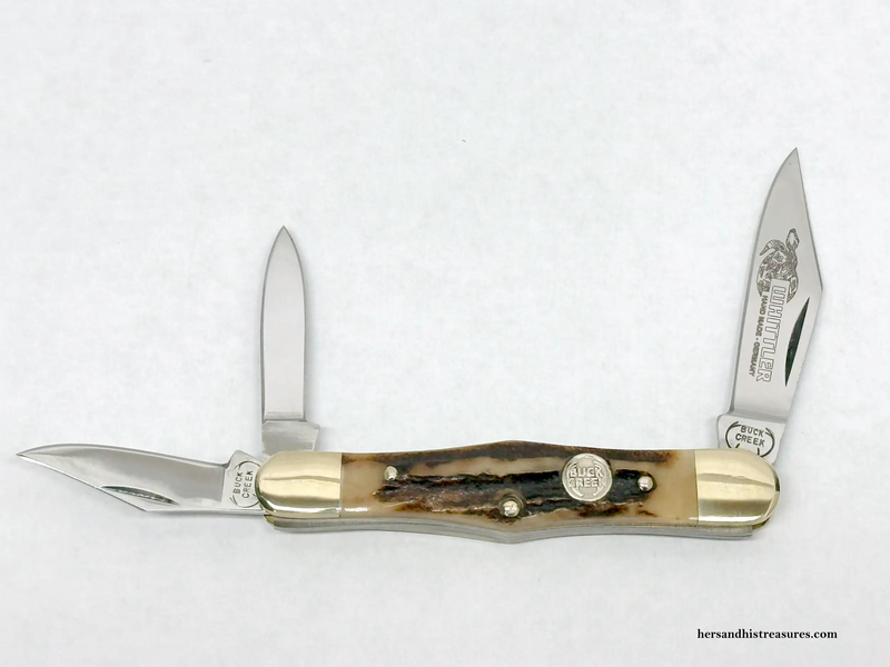 Vintage Buck Creek Stag 1st Production Run Whittler Pocket Knife - Hers and His Treasures