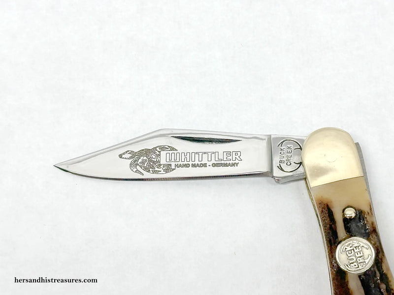 Vintage Buck Creek Stag 1st Production Run Whittler Pocket Knife - Hers and His Treasures