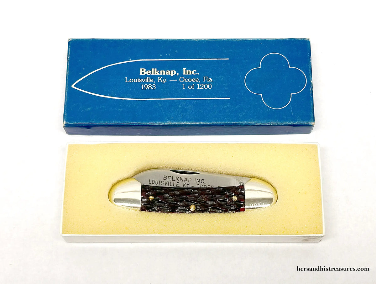 1983 George Wostenholm Limited Edition Red Bone Gunboat Canoe Pocket Knife | England - Hers and His Treasures