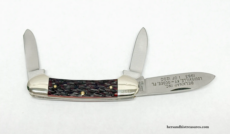 1983 George Wostenholm Limited Edition Red Bone Gunboat Canoe Pocket Knife | England - Hers and His Treasures