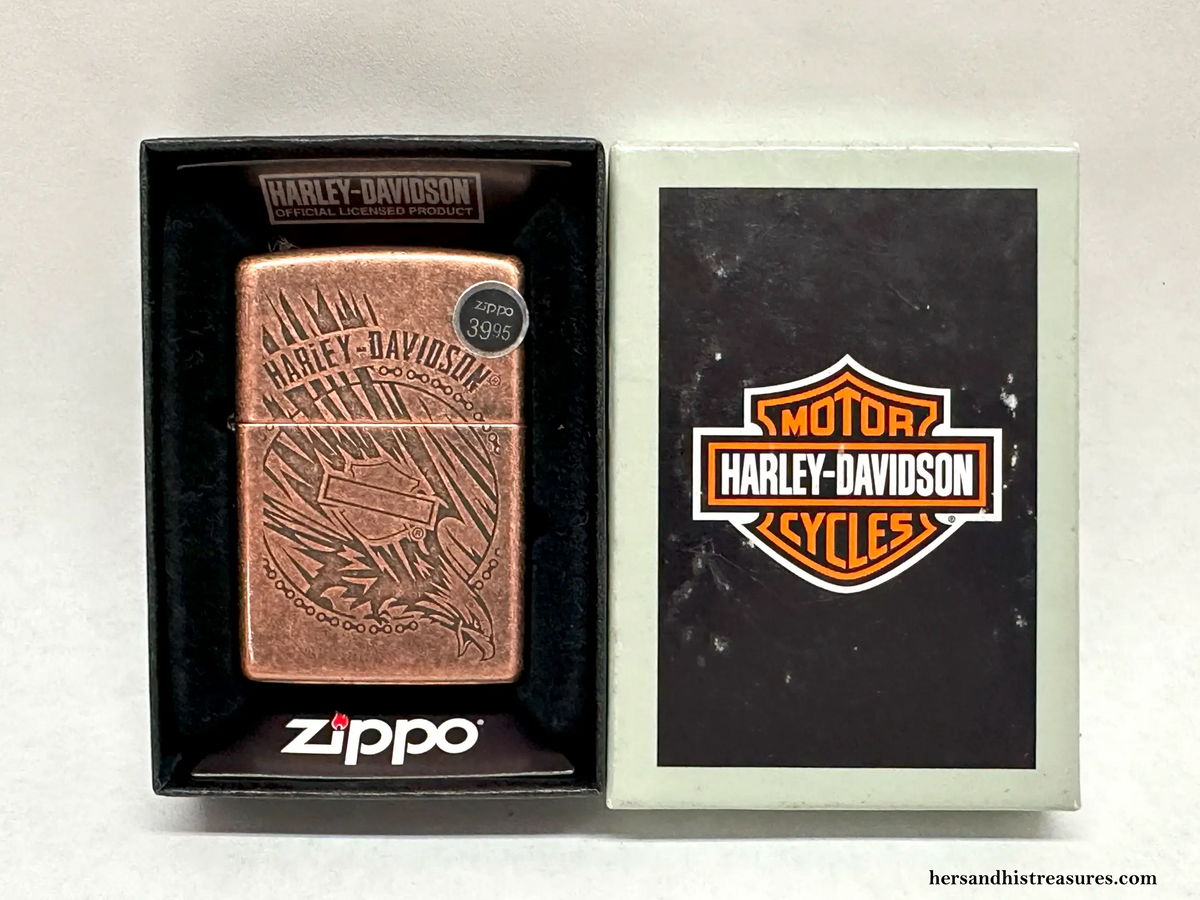 2017 Harley Davidson Motorcycles Antique Copper Zippo Lighter - Hers and His Treasures