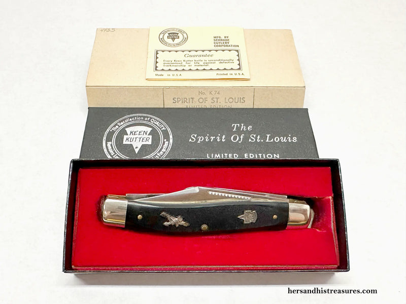 S.W. Cut. Schrade K74 Keen Kutter The Spirit of St. Louis Pocket Knife - Hers and His Treasures