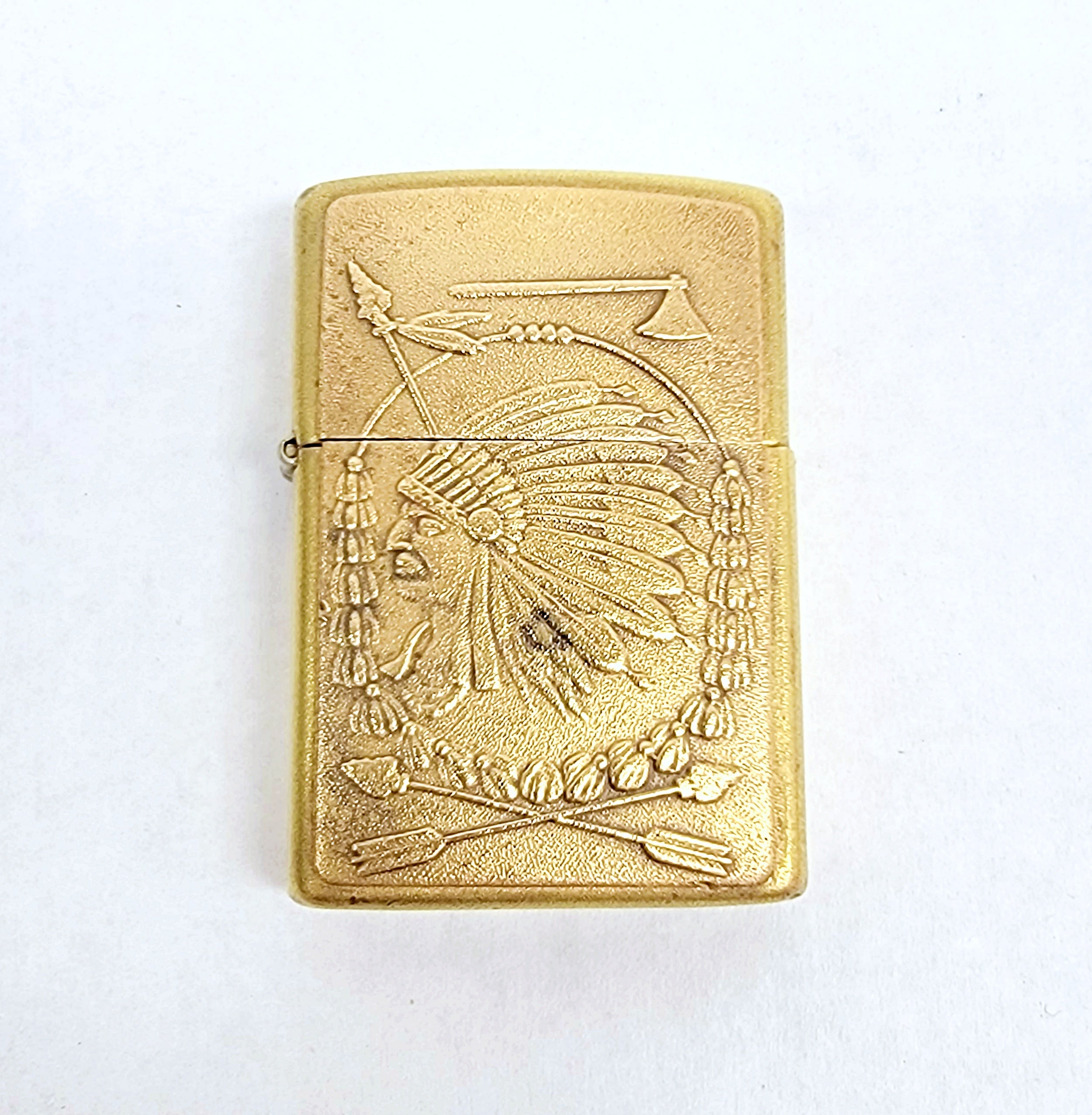 1998 XIV Brass Barrett Smythe Native American Indian Chief Zippo 