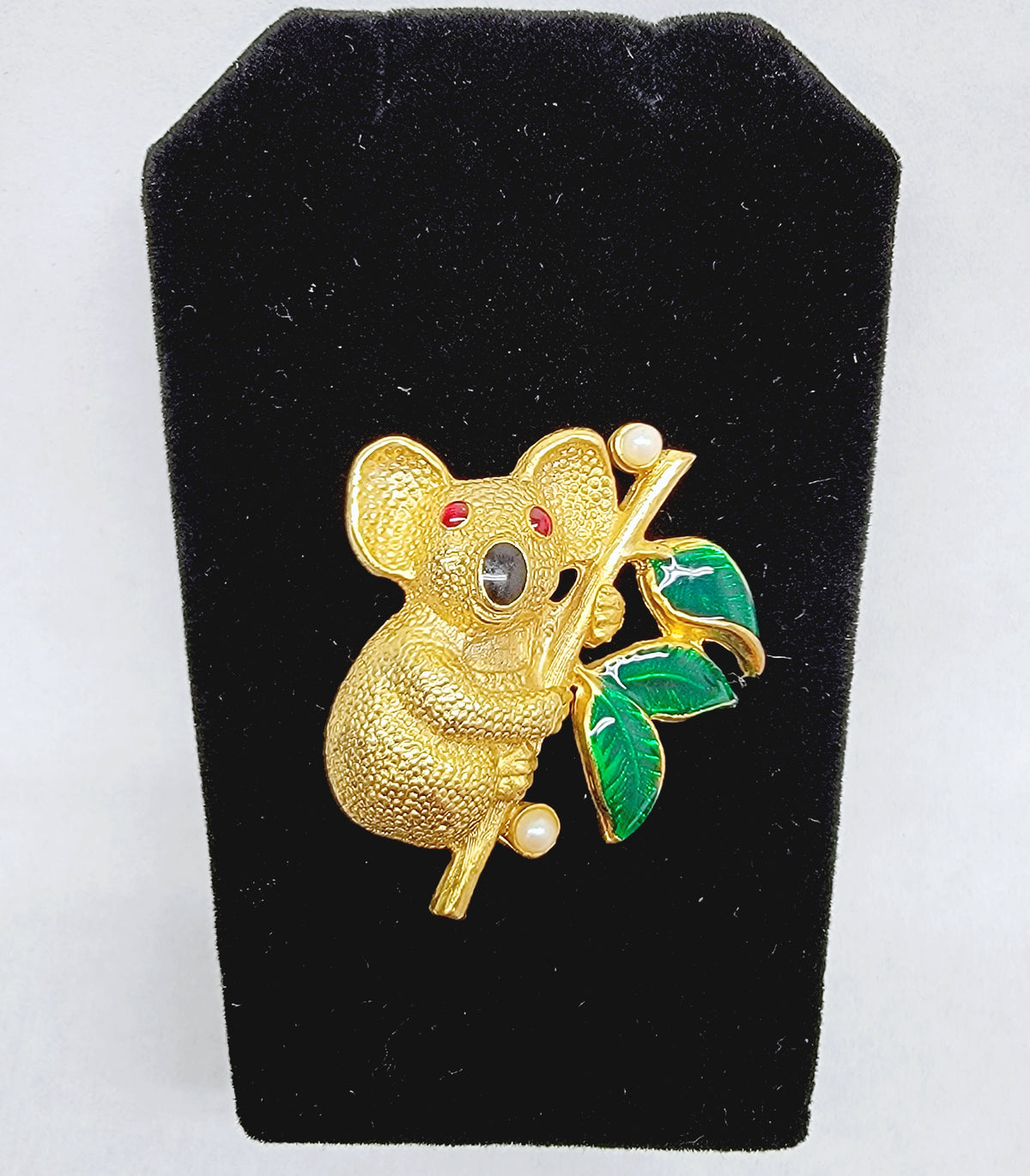 Vintage Gold Tone Textured Koala Bear Brooch Pin - Hers and His Treasures