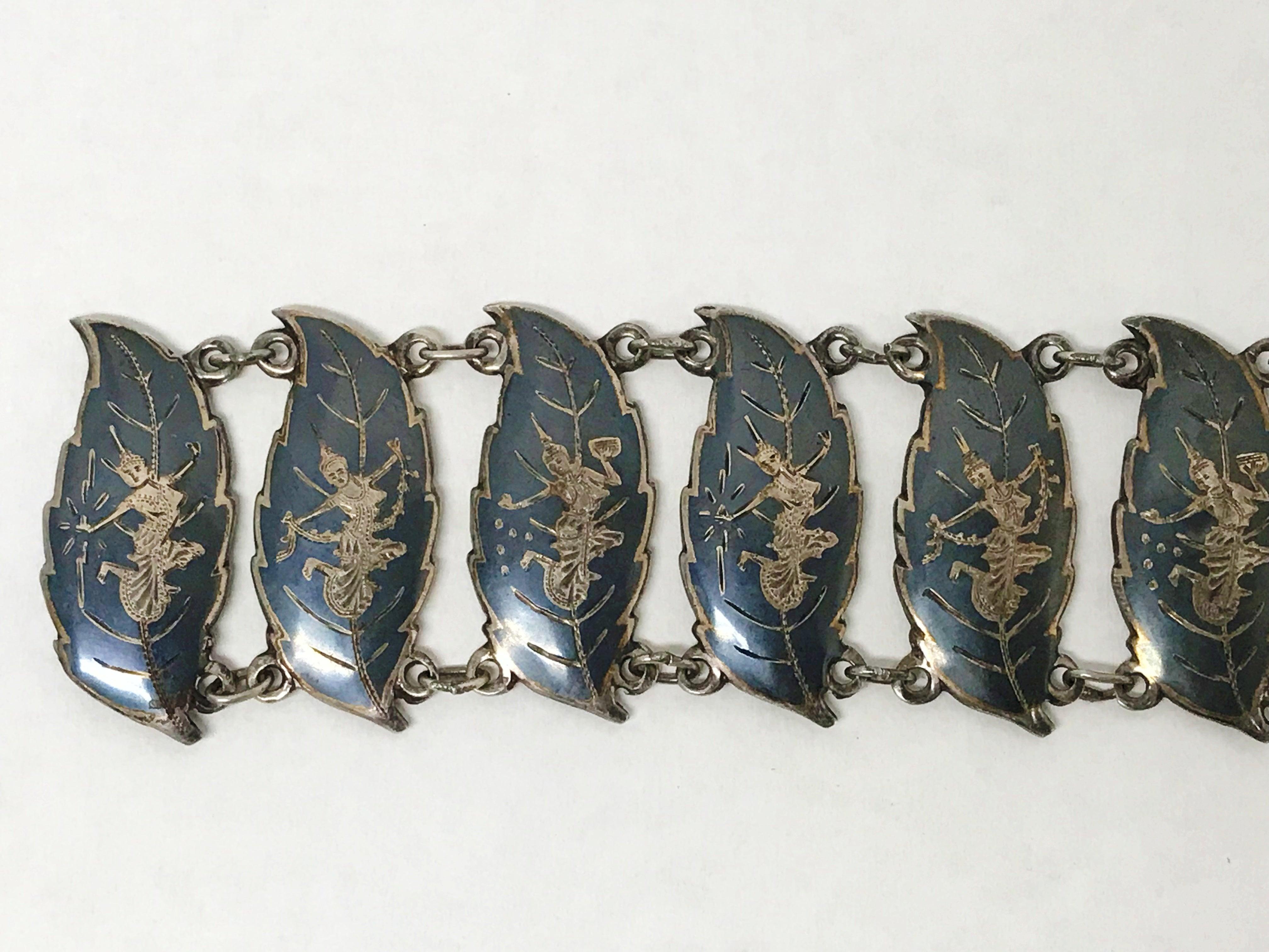 Vintage Sterling Silver Siam panel deals bracelet