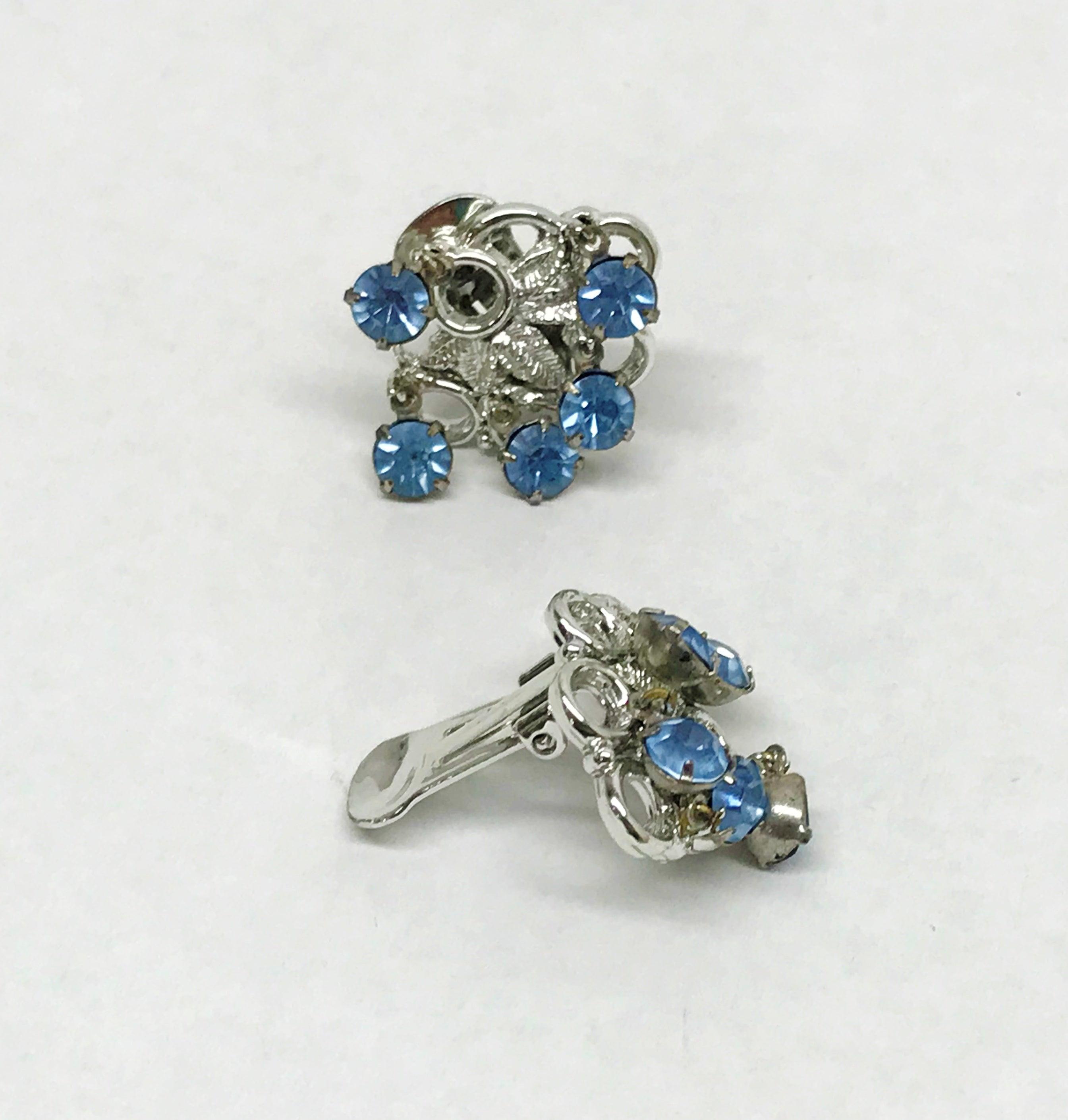 Vintage Silver Tone and Blue Set store