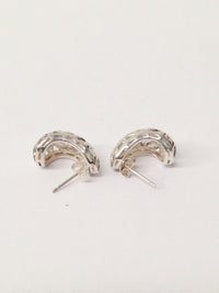 Flower Cut Design Hooped .925 Sterling Silver Earrings