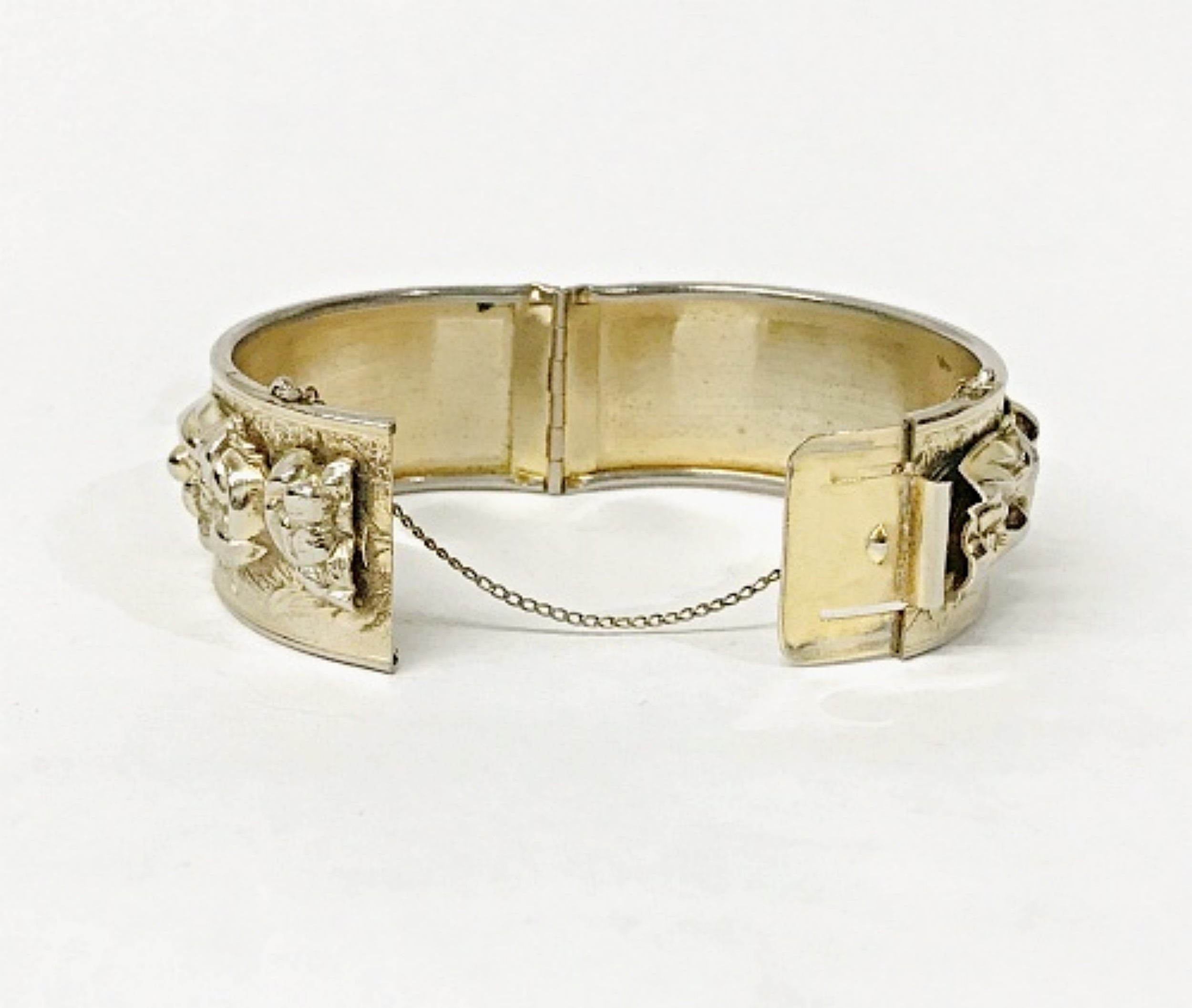 Vintage Coro Pegasus Victorian Revival Flower Hinged Bracelet USA Hers and His Treasures