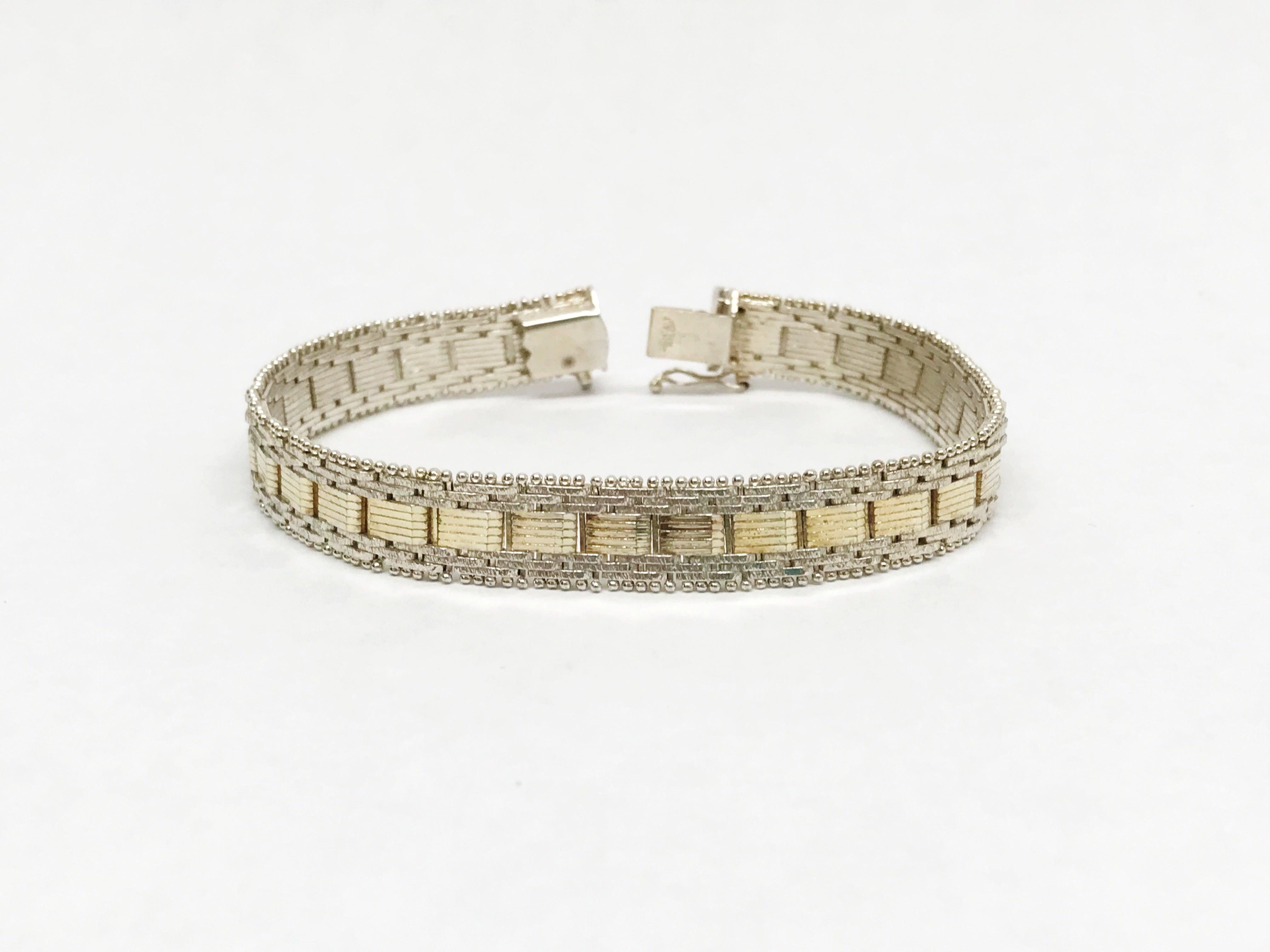 Vintage Italian Sterling Silver Gold and Silver Tone outlets Bracelet