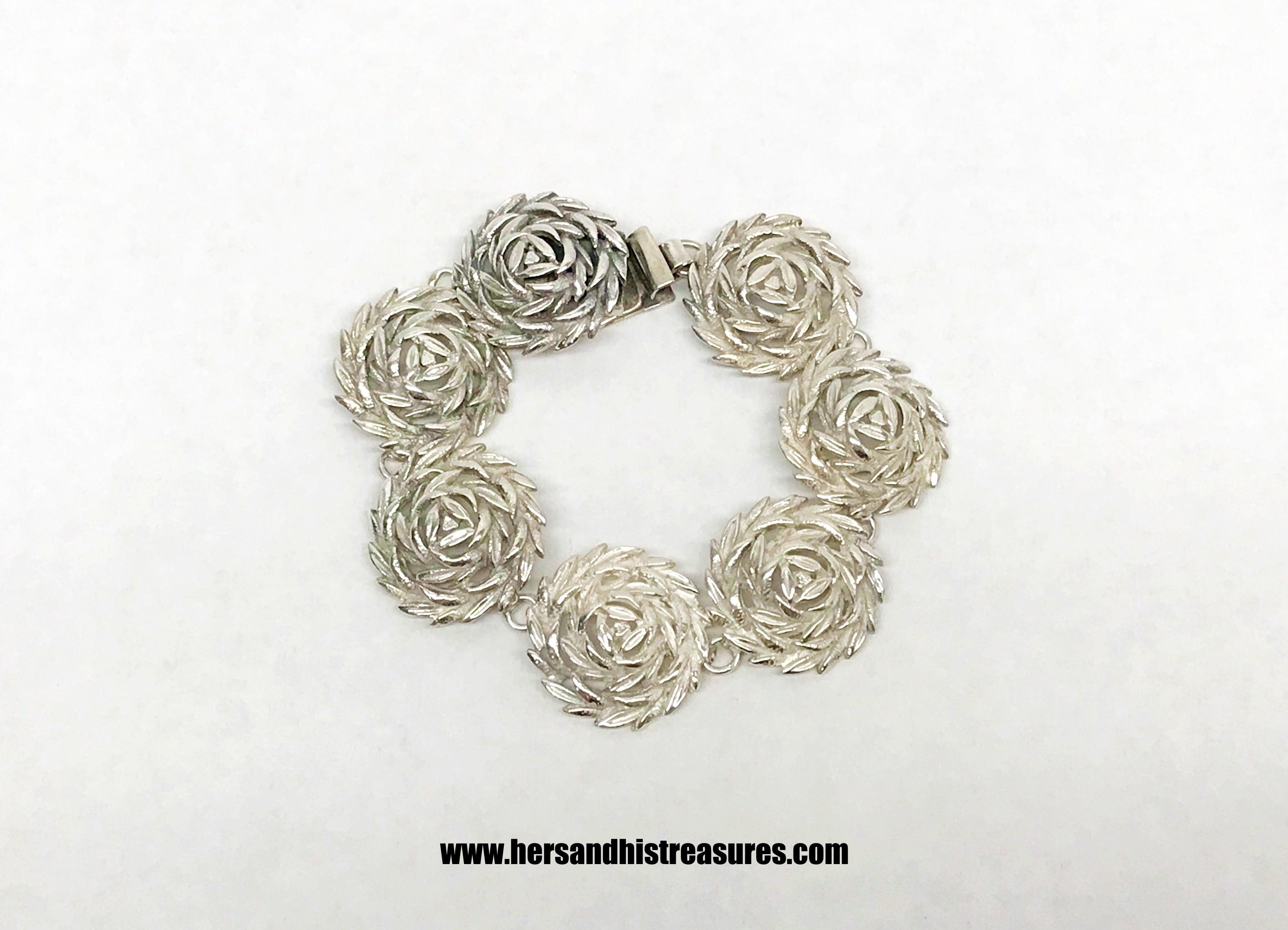 Hot Vintage Sterling Silver Round Link Bracelet