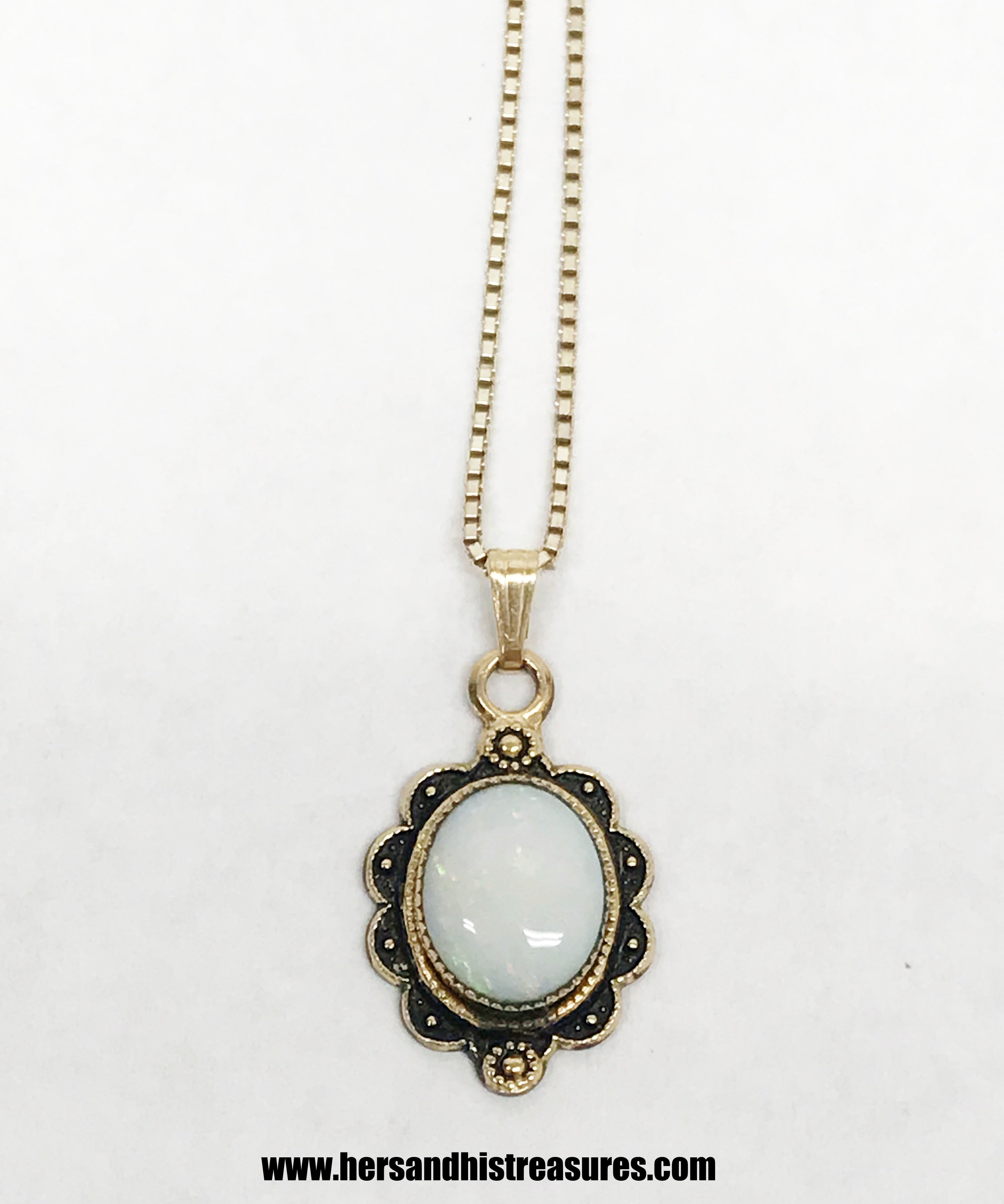 Gold Over Sterling Silver Opal Necklace Made By Gimet/Arezzo