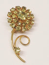 Light Green Rhinestone Gold Toned Flower Brooch Pin - Hers and His Treasures