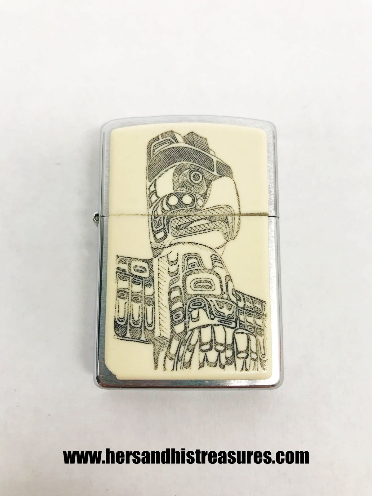 www.hersandhistreasures.com/products/2003-scrimshaw-thunderbird-totem-pole-zippo-lighter-usa