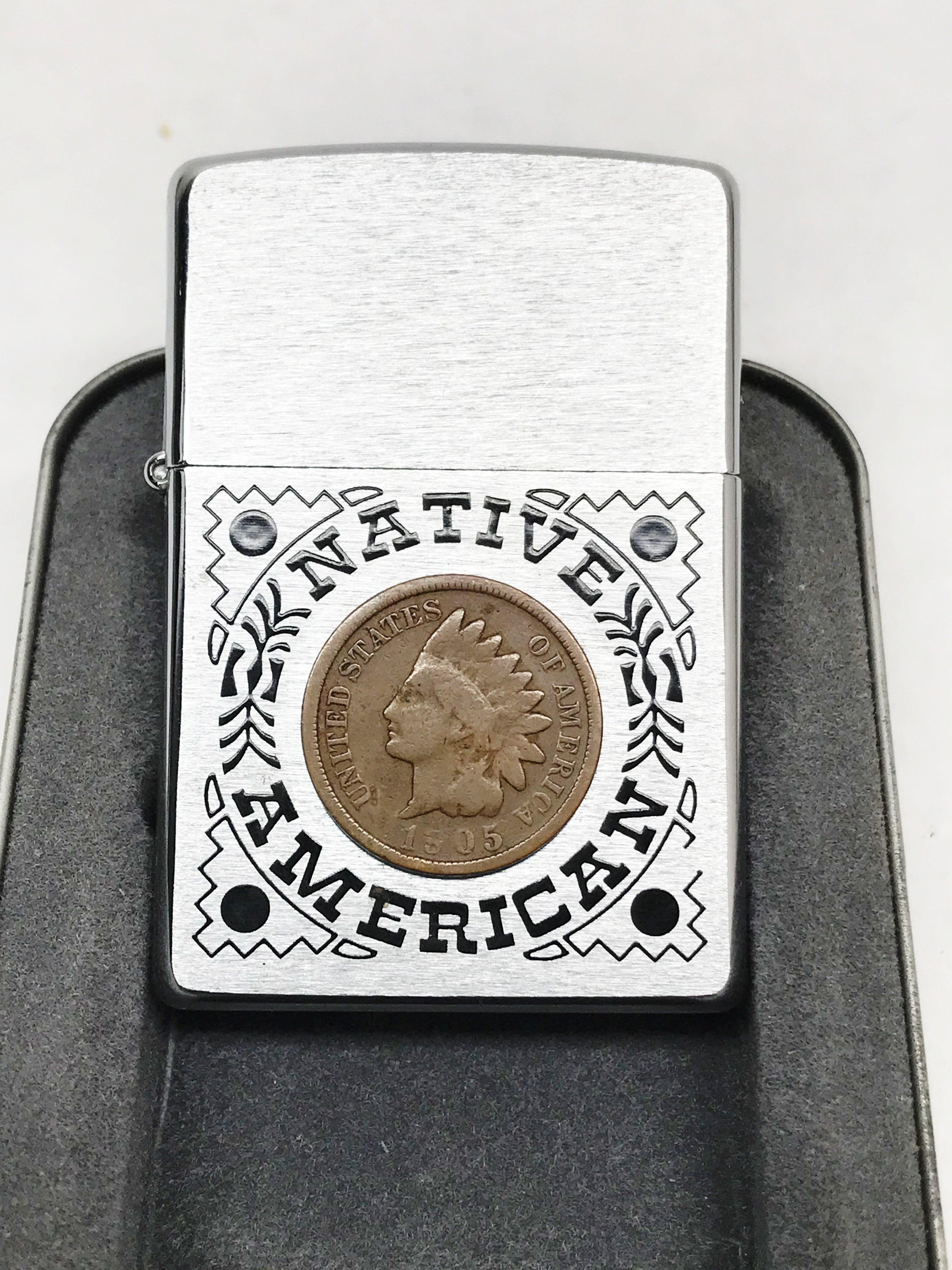 New XII 1996 Native American 1905 Indian Head Penny Zippo Lighter