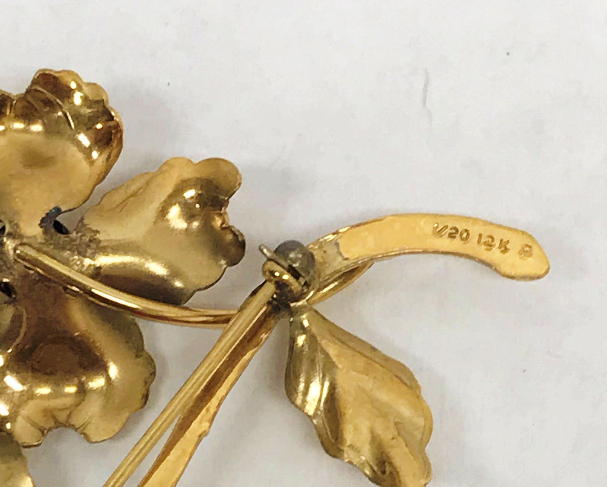 Vintage 1/20 12K Gold Filled Flower Brooch Pin