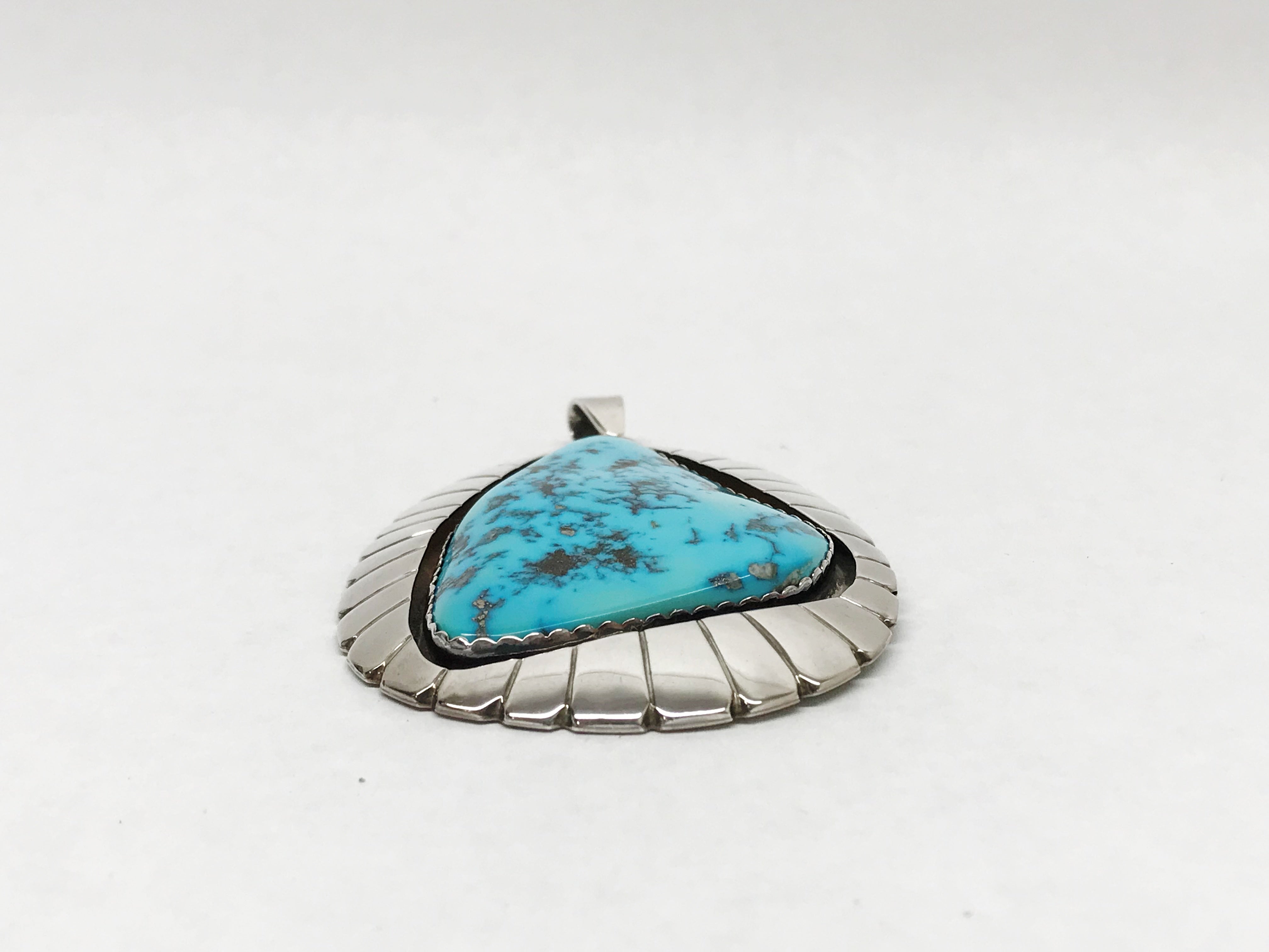 C/J Nez Large Native American Turquoise Sterling Silver Pendant | USA –  Hers and His Treasures