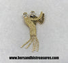 Vintage Dancing Couple Rhinestone Brooch Pin W/ Moving Dress Strands - Hers and His Treasures