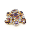 Purple & Blue Crystal Rhinestone Flower Cluster Brooch Pin Signed Austria - Hers and His Treasures