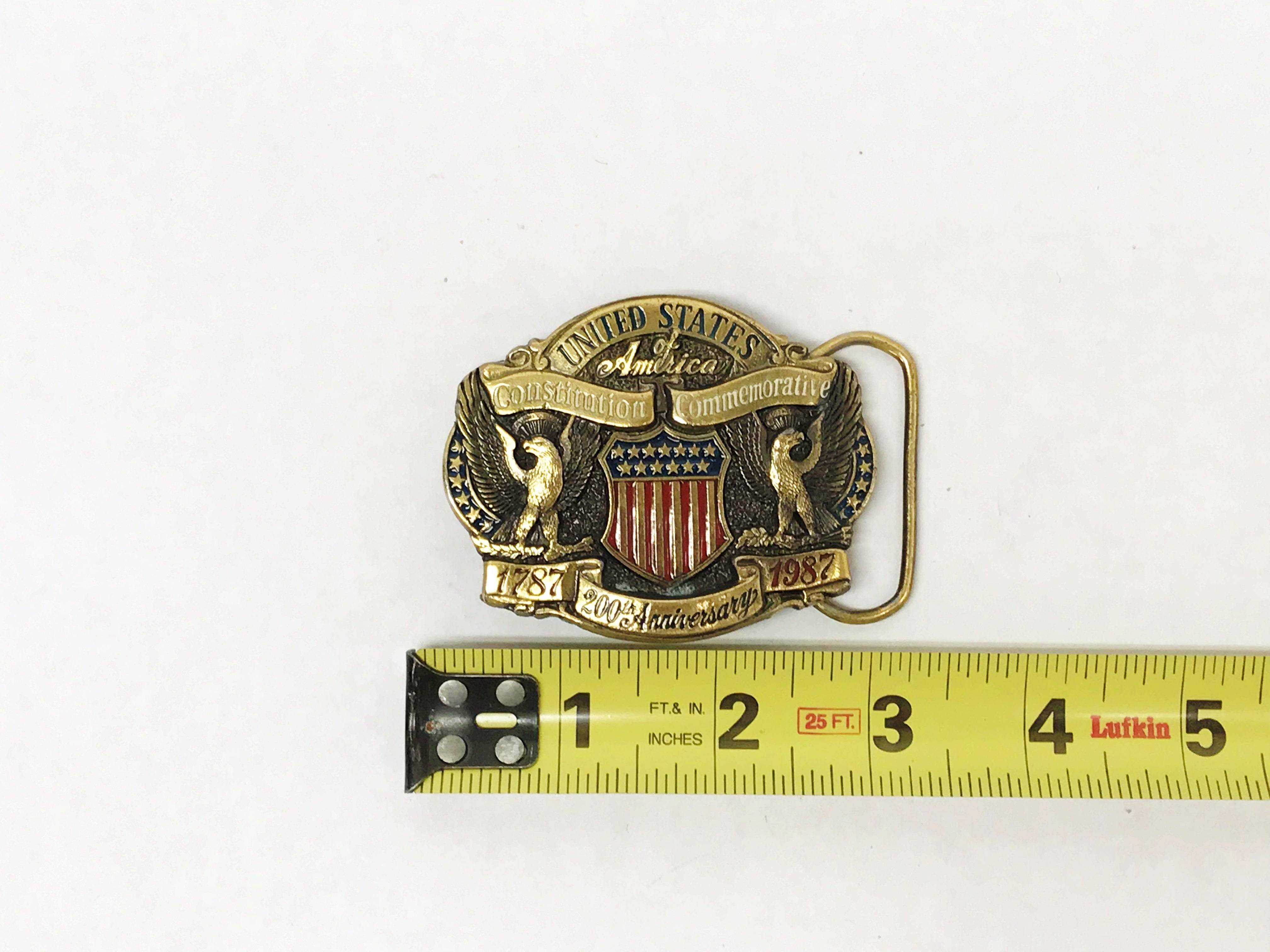 VTG UNITED STATES CONSTITUTION COMMEMORATIVE 1787-1987 on sale BELT BUCKLE W/BELT 38-42